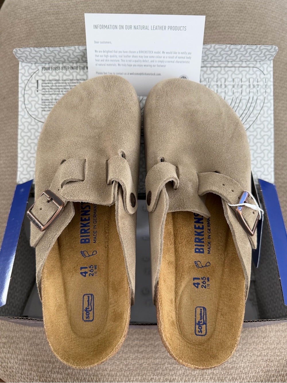 Birkenstock Boston Soft
Footbed Suede Leather Clogs
Taupe Shoes Size EU41
